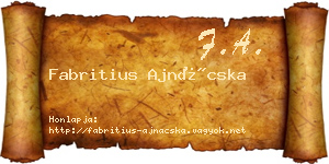 Fabritius Ajnácska névjegykártya